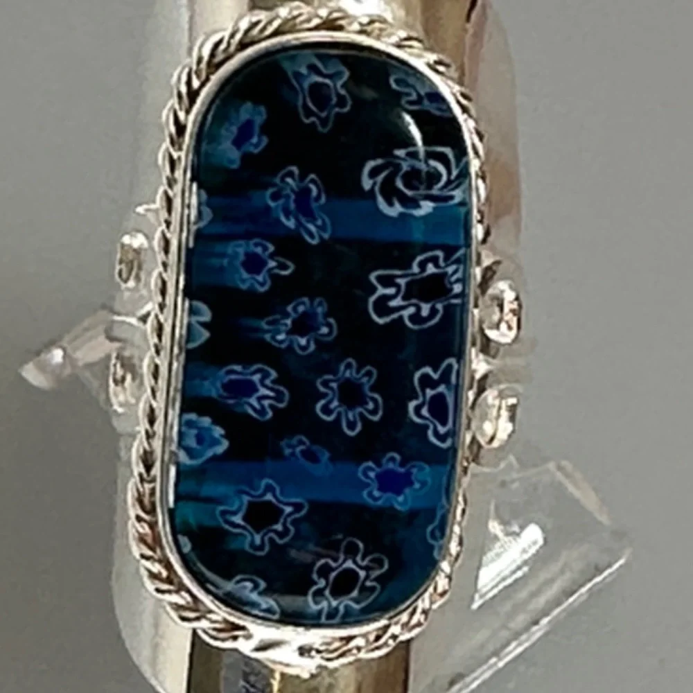925 sterling Silver and Blue Women's Ring